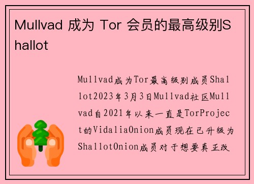 Mullvad 成为 Tor 会员的最高级别Shallot