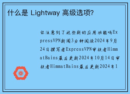 什么是 Lightway 高级选项？ 