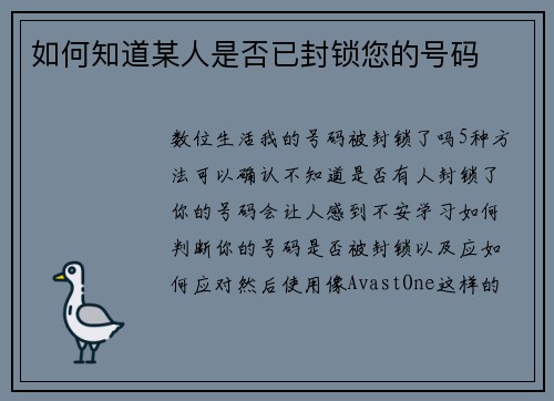 如何知道某人是否已封锁您的号码